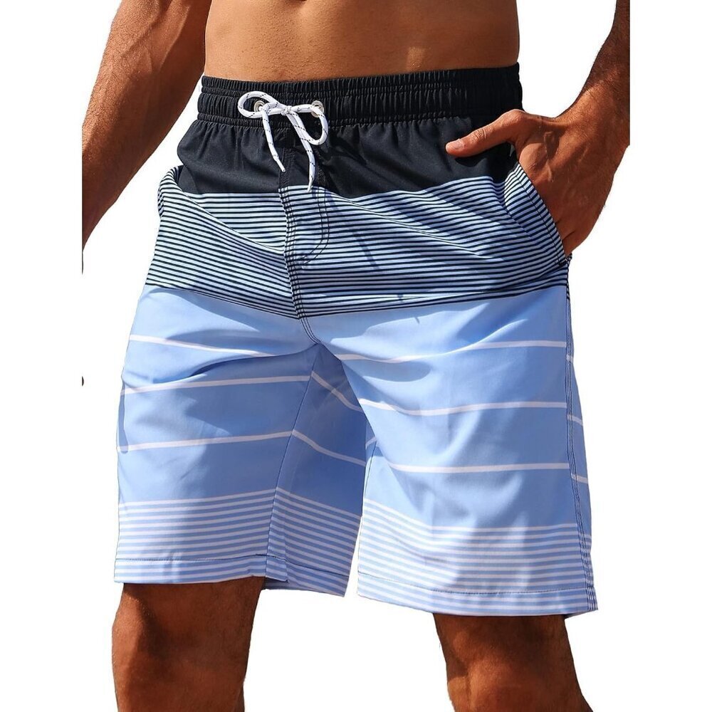 ✨Men's Blue Swim Trunks Bathing Suit Swimming Shorts Mesh Lining Beach Swimwear